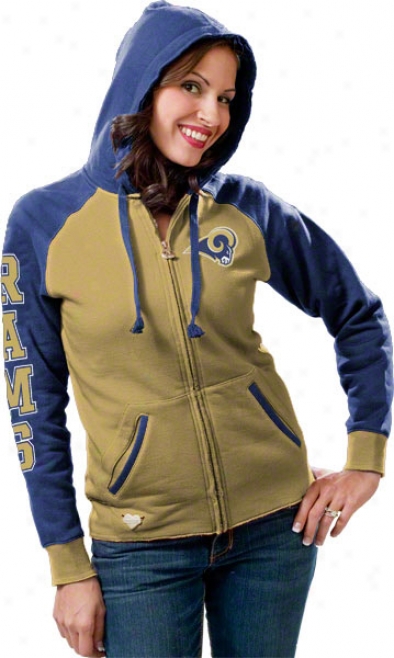 St. Louis Rams Women's Gold Letterman Full-zip Hooded Sweatshirt