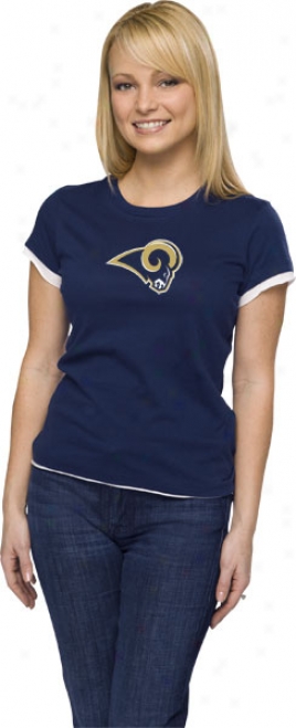 St. Louis Rams Women's Navy Logo Premier Too Cap Sleeve Tissue T-shirt