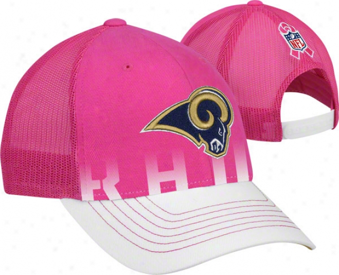 St. Louis Rams Women's Pink Breast Cancer Awareness Structured Adjustable Snapback Mesh Back Hat