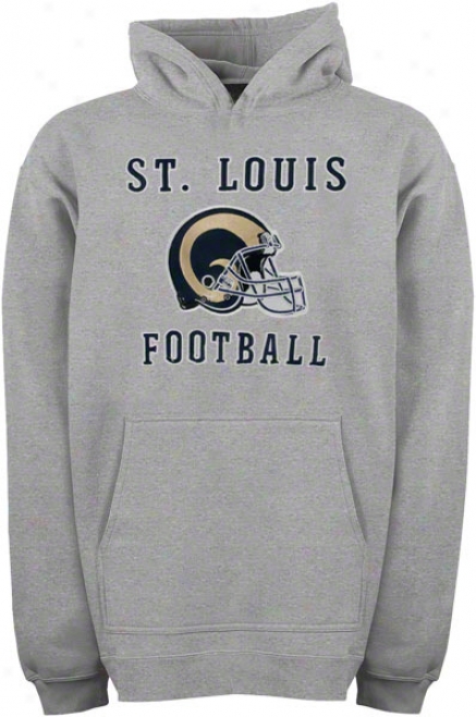 St. Louis Rams Youth Grey Helmet Logo Applique Hooded Sweatshirt