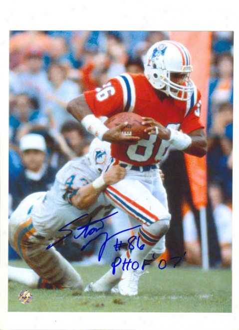 Stanlsy Morgan Autographed New England Patriots 8x10 Photo Inscribed &quotpats Hof&quot