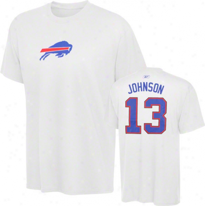 Steve Johnson Buffalo Bills White Reebok Name & Number T-sshirt