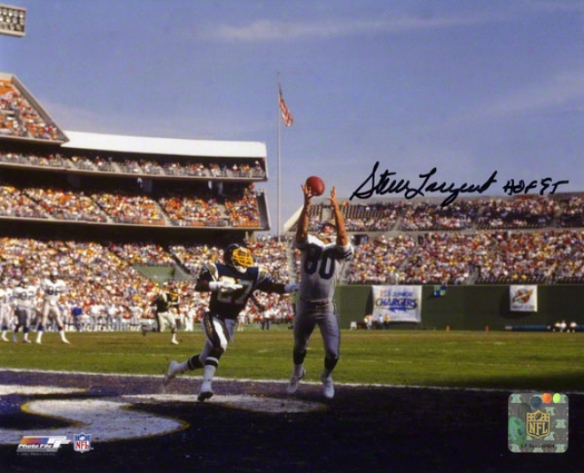 Steve Largent Autographed 8x10 Photograph  Details: Seattle Seahawks, Vs. San Diego Charhers, With &quothof 95&quot Inscription