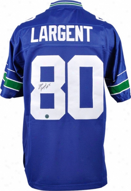 Steve Largent Autographed Jersey  Details: Seattle Seahawks, Blue, Hof Inscription