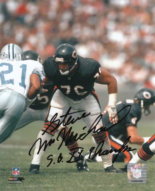 Steve Mcmichael Autographed Photogra;h  Details: Chicago Bears, 8x10, Acgion, Sb Xx Inscription