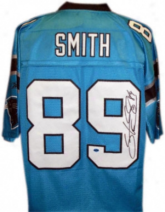 Steve Smith Carolina Panthers Autographed Eqf Blue Jersey