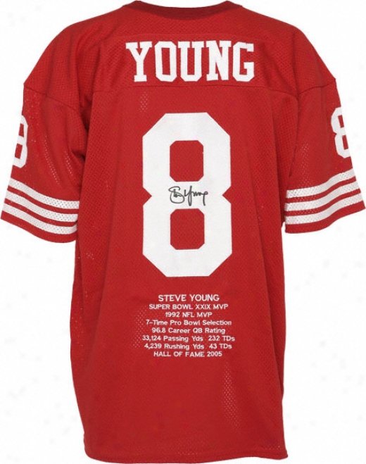 Steve Young Autographed Jersey  Details: Embroidered Custom