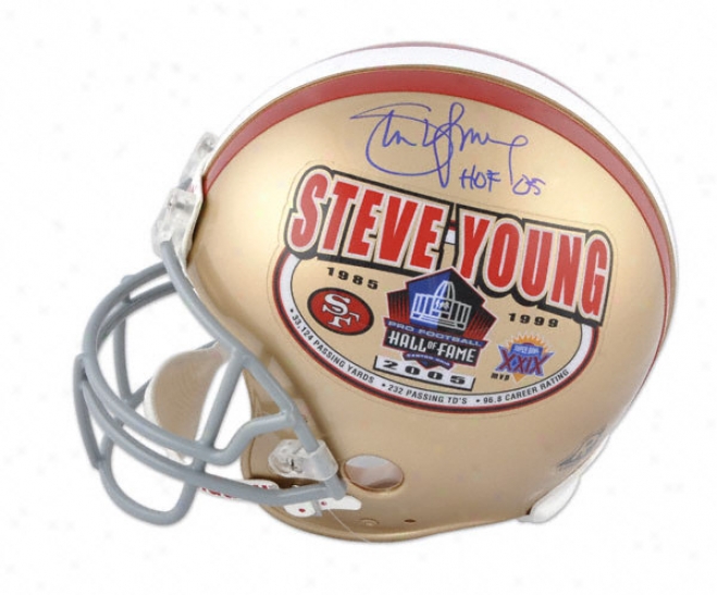 Steve Young Autographed Pro-line Helmet  Details: San Francisco 49ers, Hall Of Fame, Authentic Riddell Helmet, Hof 2005 Inscription