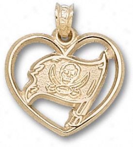 Tampa Bay Buccaneers 10k Gold Flag Heart Pendant