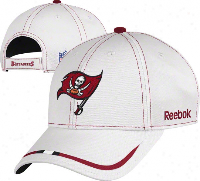 Tampa Bay Buccaneers Aejustable Hat: 2011 Coaches Sidrline White Pique Structured Hat