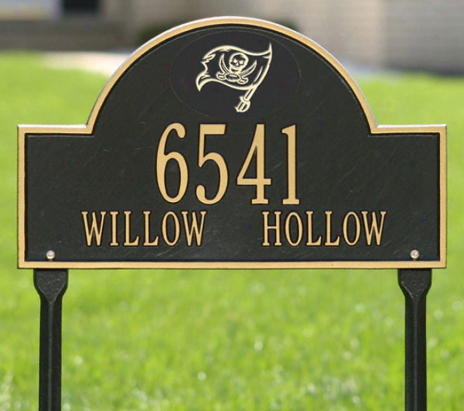 Tampa Bay Buccaneers Black And Gold Personalized Address Oval Lawn Plaque