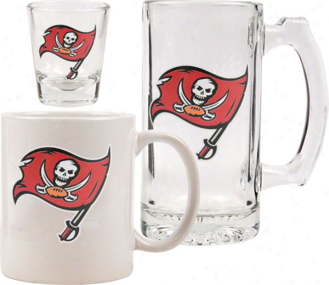 Tampa Bay Buccaneers Glassware Set: Logo Tankard, Coffee Mug, Shot Glass