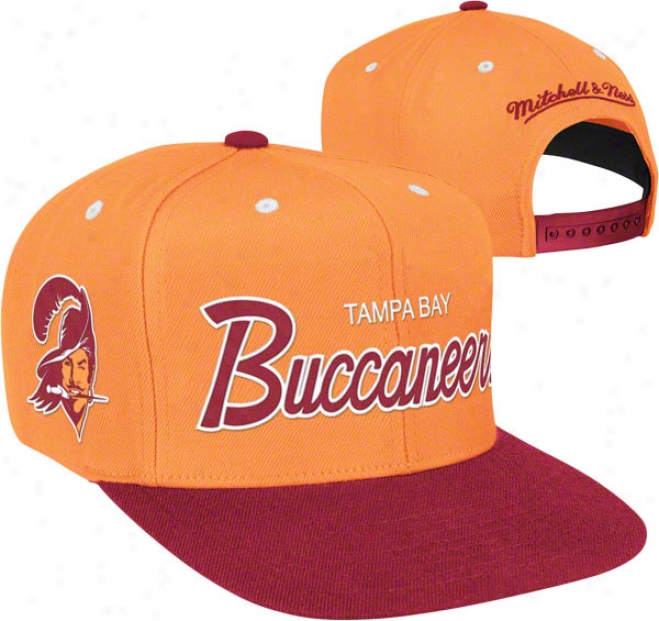 Tampa Bay Buccaneers Mitchell & Ness Throwback Script 2 Temper Adjustable Snapback Hat