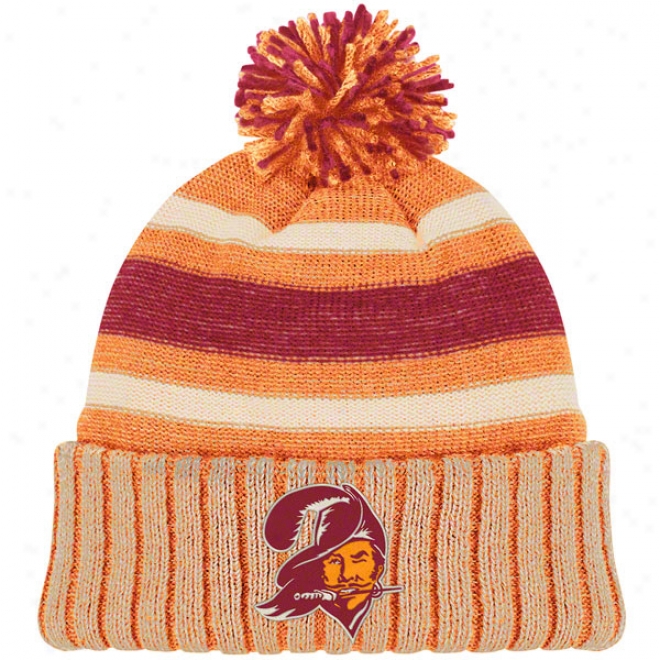 Tampa Bay Buccaneers Throwback Knit Hat: Vintage Cuffed Pom Knit