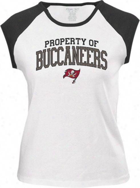 Tampa Bay Buccaneers -white/black- Junior's Logo Propetty Too Cropped Sleeve Raglan Tee