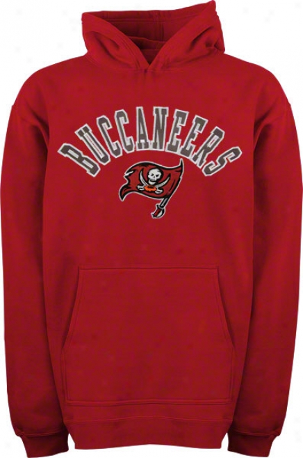 Tampa Bay Buccaneers Youth Red Arched Team Authority W/logo Hooded Sweatshirt