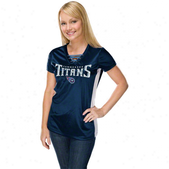 Tennessee Titans Women's Draft Me Iv Navy Short Sleeve Top