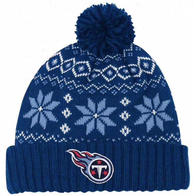 Tennessee Titans Women's Reebok Chunky Pom Cuffed Knit Hat