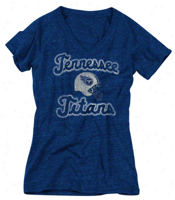 Tennessee Titans Women's Reebok Heathered Blue Take Back Tri-blend V-neck T-shirt