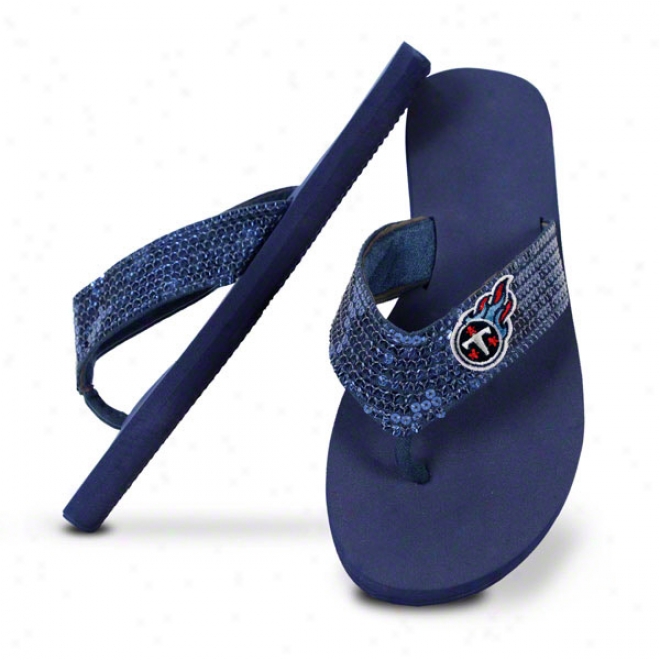 Tennessee Titans Women's Sequin Strap Flip Flops