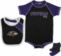 Baltimore Ravens Infant Creeper, Bib, And Bootie Set