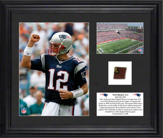 Tom Brady Framed Photographs  Detai1s: New England Patriots, 2010 Mvp, Game Used Football