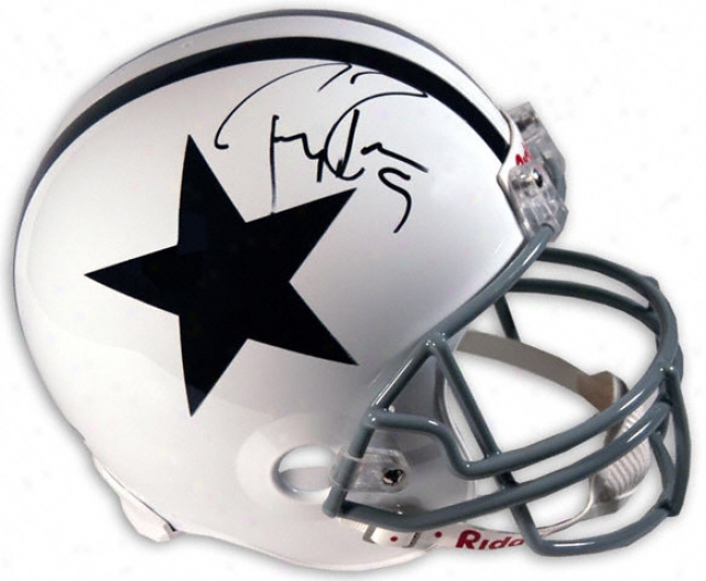 Tony Romo Autographed Helmet  Details: Dallas Cowboys, Throwback, Thanksgiving, Riddell Replica Helmet