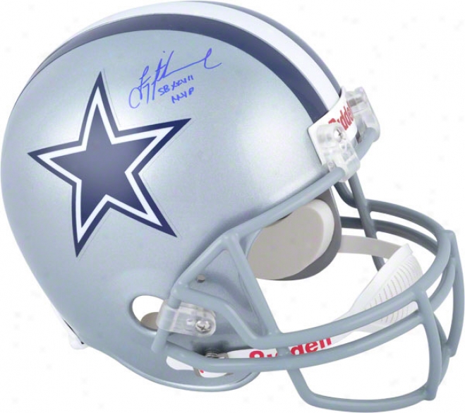 Troy Aikman Autographed Replica  Details: Dallas Cowboys, Sb Xxvii Mvp Inscription,, Riddell Replica Helmet