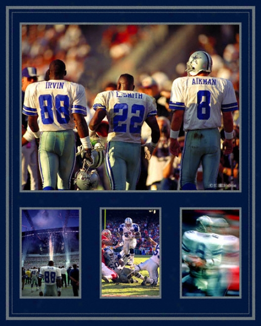 Troy Aikman, Emmitt Smith And Michael Irvin Dallas Cowboys - Triplets - 20x30 Photograph Montage