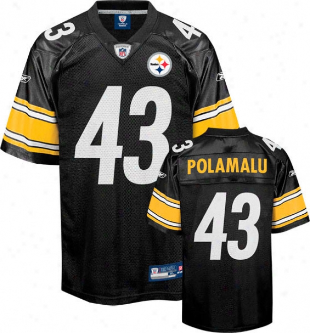 Troy Polamalu Black Reebok Nfl Pittsburgh Steelers Kids 4-7 Jersey