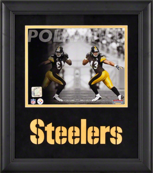 Troy Polamalu Framed Photograph  Details: 8x10, Reflections, Pittsburgh Steelers