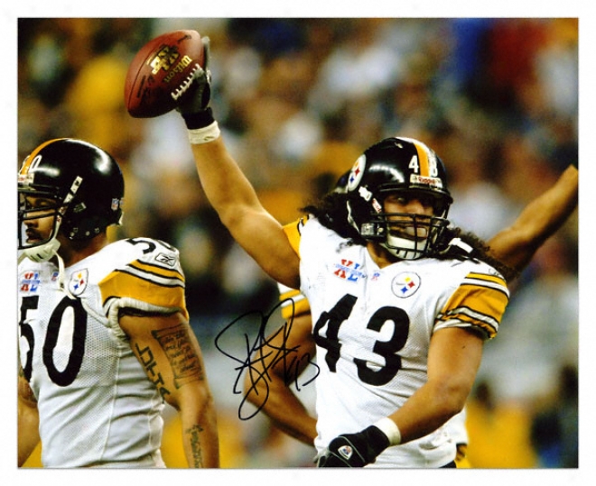 Troy Polamalu Pittsburgh Steelers - Super Bowl Xl Action - 8x10 Autographed Photograph