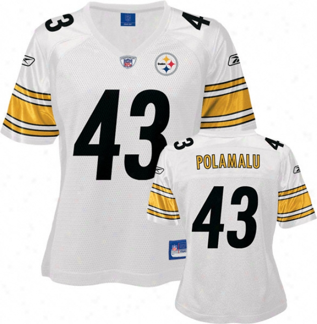 Troy Poalmalu White Reebok Replica Pittsburgh Steelers Women's Jersey