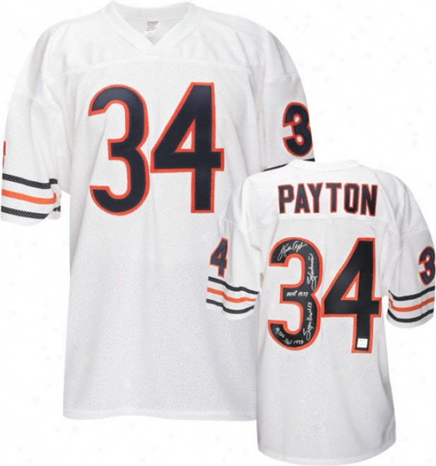 Walter Payton Chicago Bears Autographed Authentic Jrrsey With 5 Inscriptions