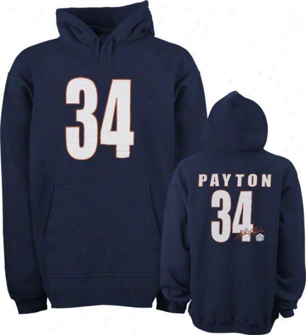 Walter Payton Chicago Bears Navy Hall Of Fame Name & Number Hooded Sweatshirt