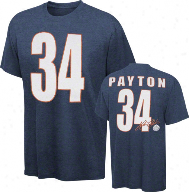 Walter Payton Chicago Bears Navy Hall Of Fame Name & Number Tee