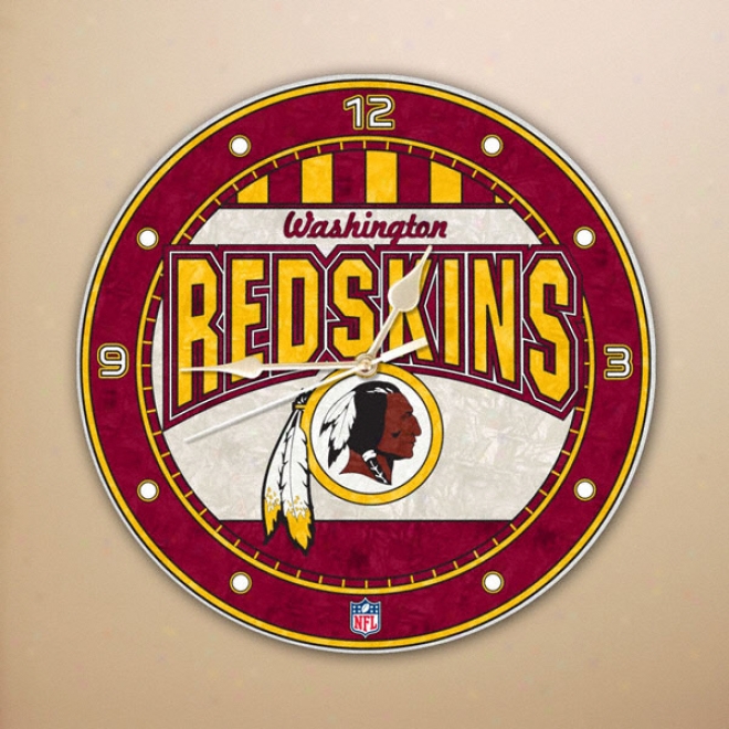 Washington Redskins 12in Glass Wall Clock