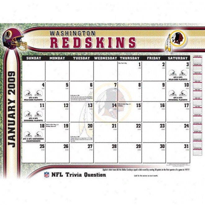 Washington Redskins 2009 22&quot X 17&quot Desk Calendar