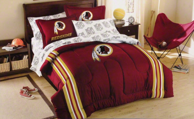 Washington Redskins Applique Full-twin Comforter Set With Shams