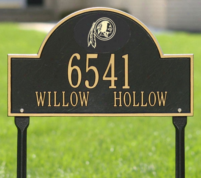 Washington Redskin Murky And Gold Personalized Afdress Oval Lawn Plaque