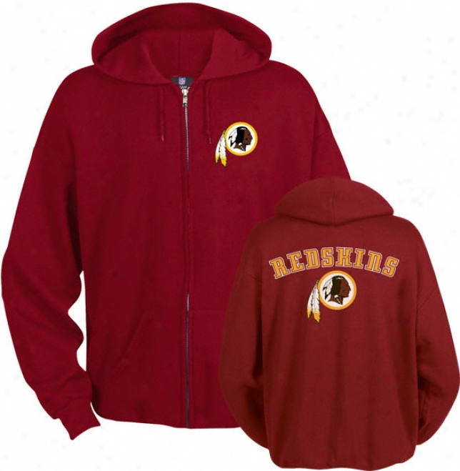 Washington Redskins Burgandy Touchback Ii Full Zip Hooded Sweatshirt