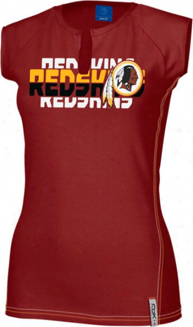 Washington Redskins -burgundy- Junior's Astronkmy Split Neck Top