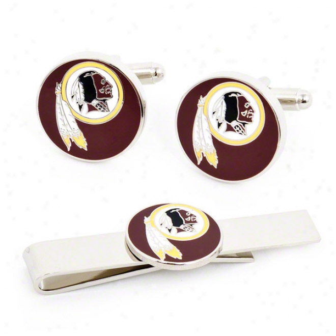 Washington Redskins Cufflinks And Tie Bar Gift Set