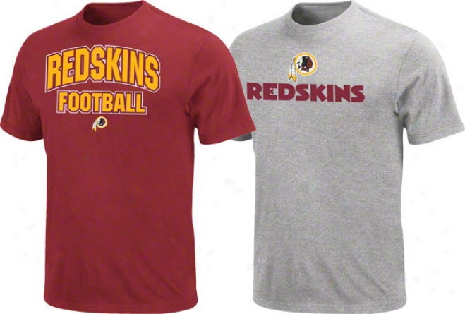 Washington Redskins Dark Red/steel 2 T-shirt Combo Pack