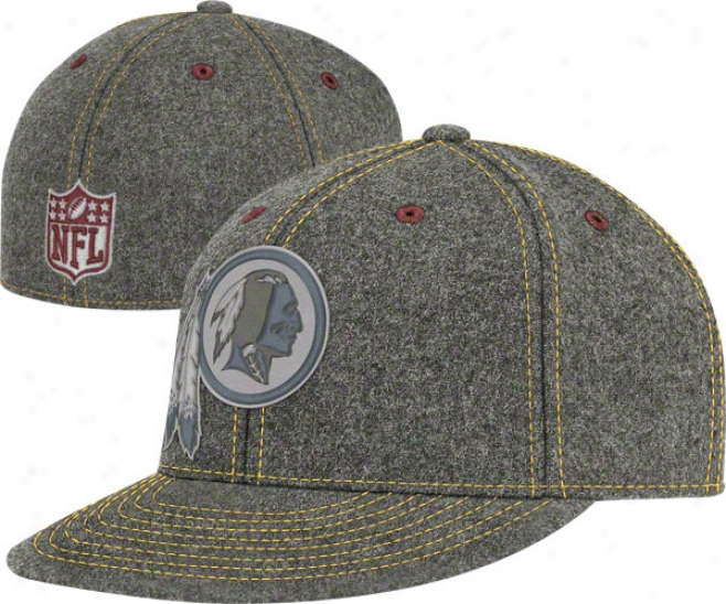 Washington Redskins Flex Hat: Grey Series Melton Wool Level Brim Flex Hat