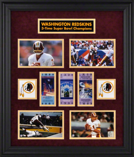 Washington Redskin sFramed Ticket Collage  Details: Super Bowl Ticket, Limited Edition Of 1000