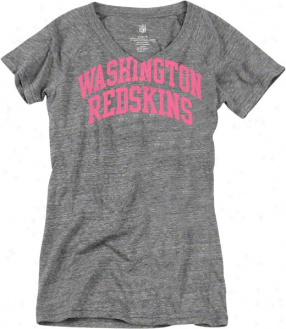 Washiington Redskins Girl's Pink Team Tri-blend V-neck T-shirt