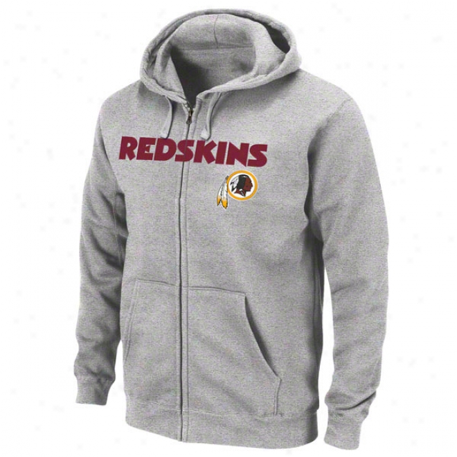 Washington Redskins Gray Classic Heavyweight Ii Full-zip Fleece Hooded Sweatshirt