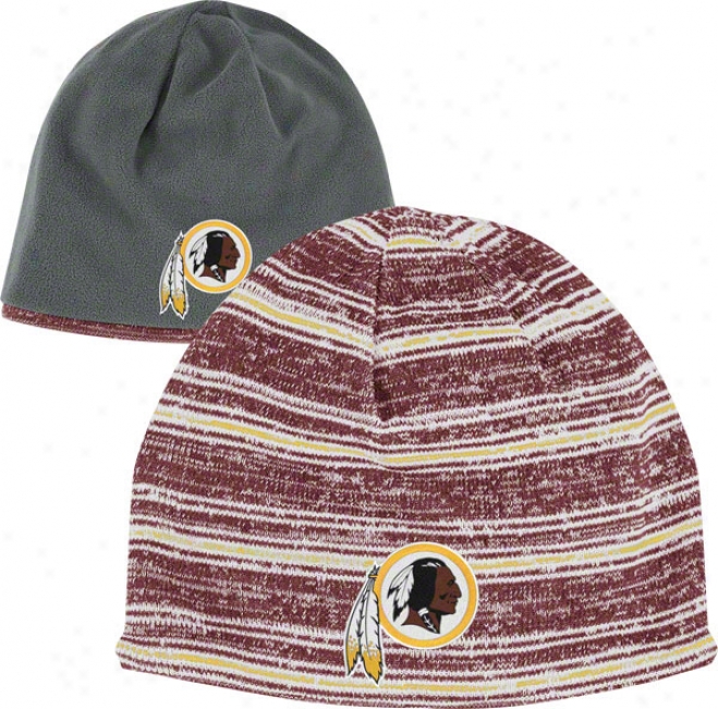 Washington Redskins Knit Hat: Heathered/grey Rsverisble Uncuffed Knit Hat