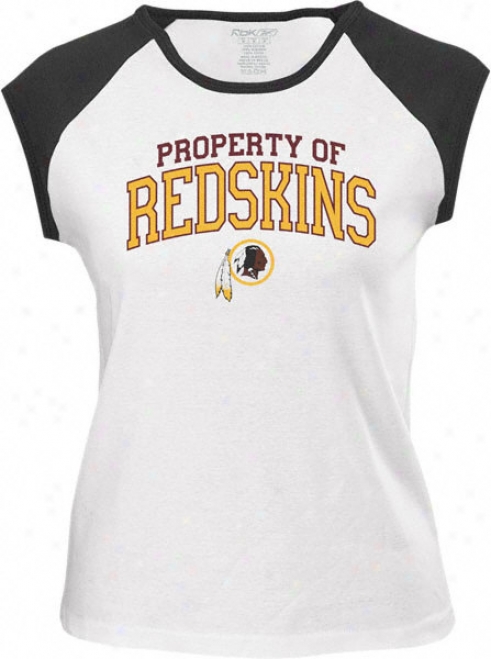 Washington Redskins -white/black- Junior's Logo Property Too Cropped Sleeve Raglan Tee